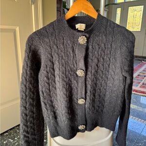 New Kate spade Black Wool Sweater with Embellished Buttons